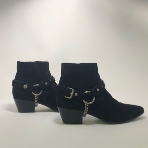 SAINT LAURENT -  black suede ankle boots